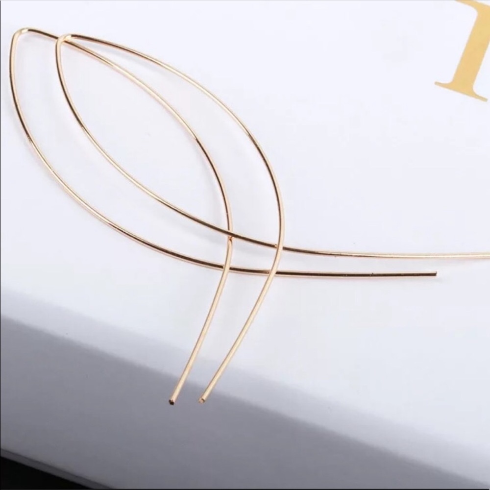 RESTOCKED FISH HOOK GOLD EARRINGS - Picture 2 of 3